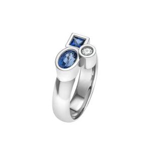 Bague Marélie N°1 A3 bleue en or, diamant et saphirs