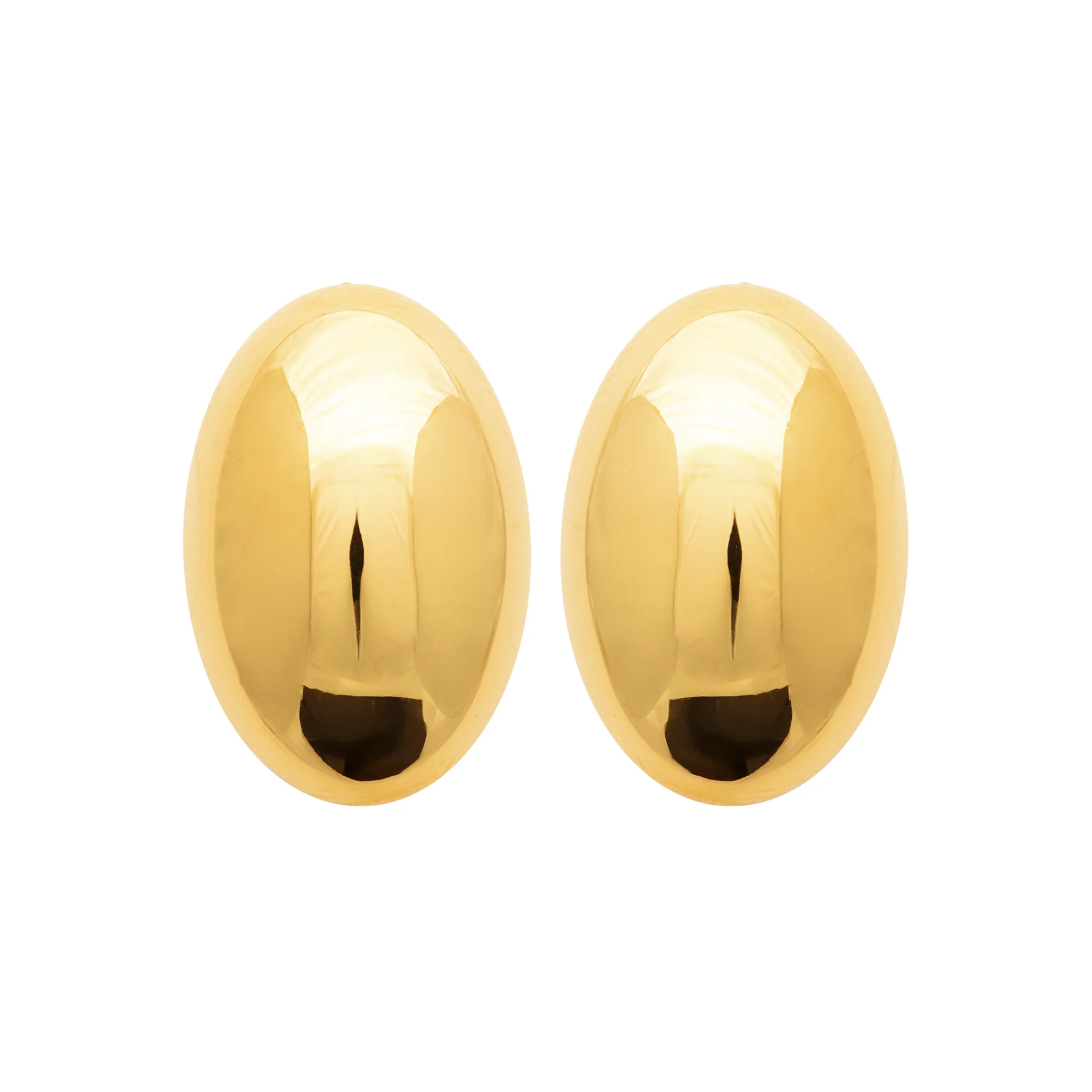 Boucles d’oreilles ovales bombées en acier doré – Image 2