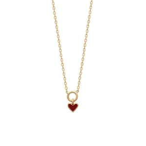 Collier petit coeur rouge plaqué or