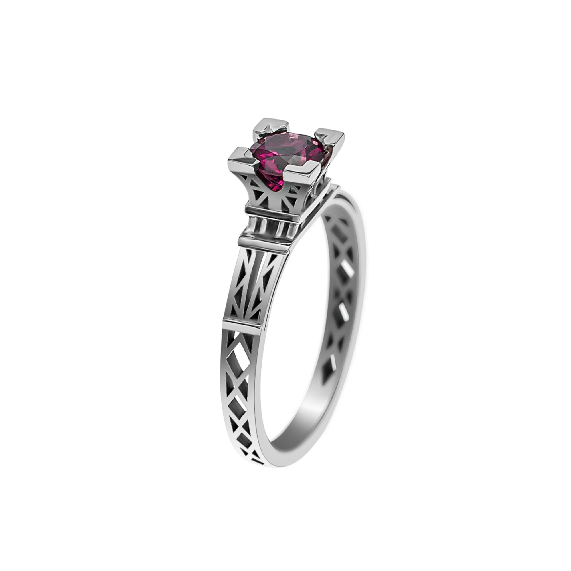 Bague French Kiss en or et Rhodolite rose 5 mm