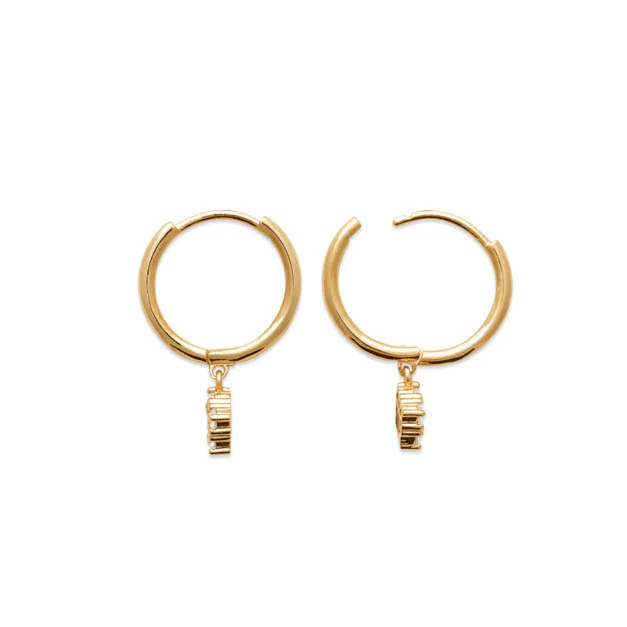 Boucles d'oreilles mini-créoles petits strass plaqué or – Image 2