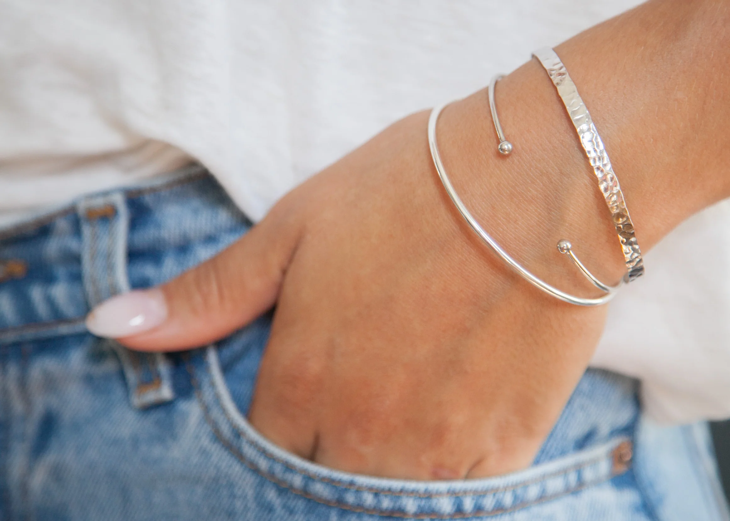 Bracelet jonc simple en argent – Image 6